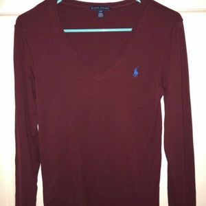 Ralph Lauren Maroon women’s v neck sweater